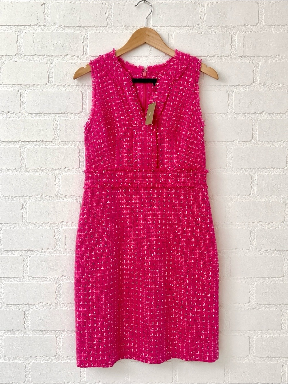 J.Crew Fuchsia Pink Tweed Sheath Dress| Size 6| NWT - Picture 5 of 9